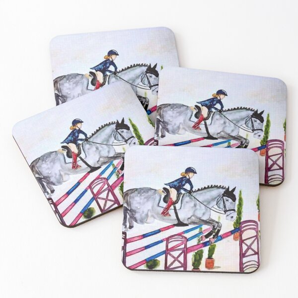 Item preview, Show jumping competition watercolor painting designed and sold by horseaddicted.