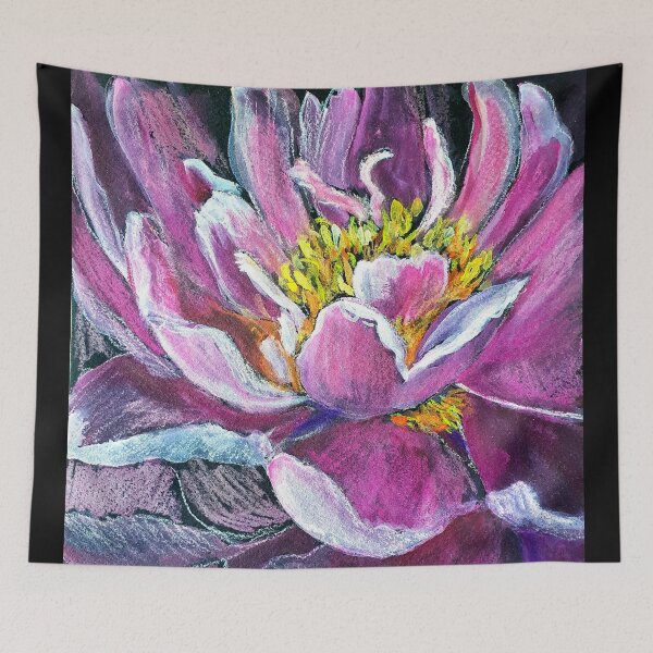 Item preview, Glowing pink peony on black designed and sold by orangerinka.