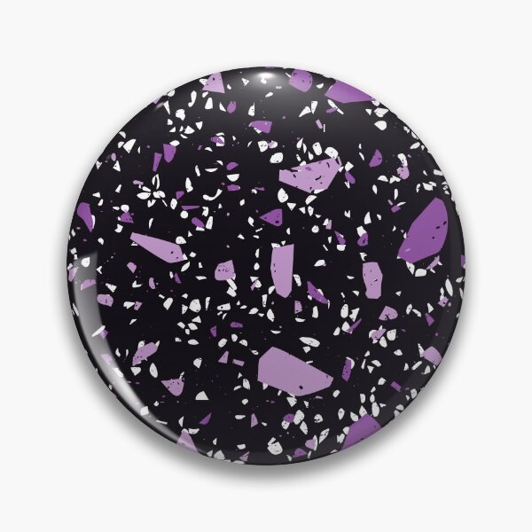 Artikelvorschau, Schwarzes Terrazzomarmormuster mit lila und weißen Flecken entworfen und verkauft von PurpleAdventure.