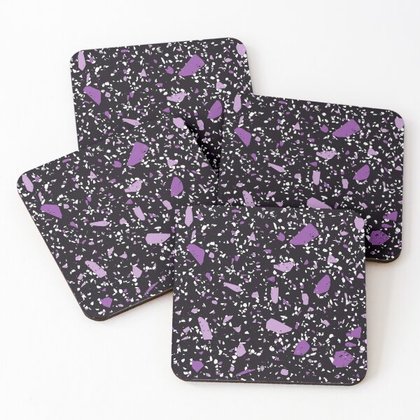Item preview, Black Terrazzo Marble Pattern With Purple and White Flecks  designed and sold by PurpleAdventure.