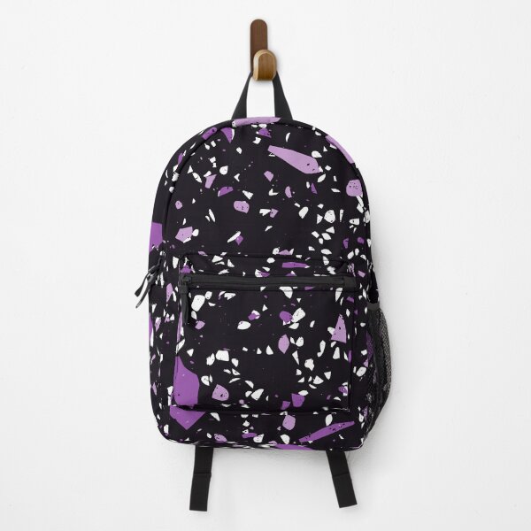 Item preview, Black Terrazzo Marble Pattern With Purple and White Flecks designed and sold by PurpleAdventure.