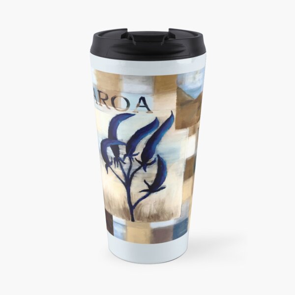 Abstract Landscape with Blue Flax Flower Floral quote Aotearoa Land Travel Mug