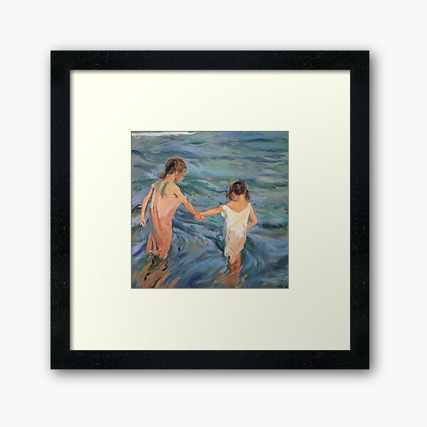 Joaquin Sorolla - Children in the sea Framed Art Print