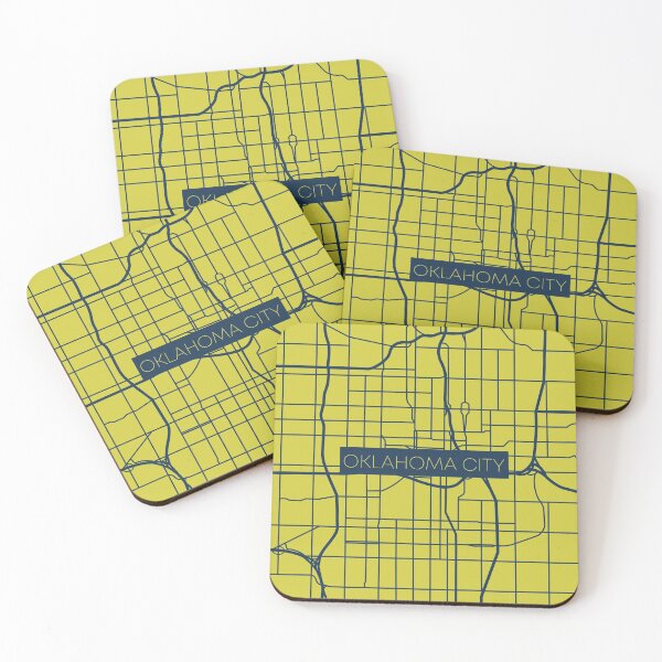 Item preview, Oklahoma City Street Map Blue and Yellow designed and sold by HelloGentry.