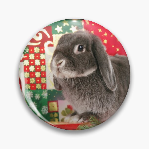 Item preview, Sweet gray dwarf rabbit wishes a Merry Christmas designed and sold by Toffy2222.