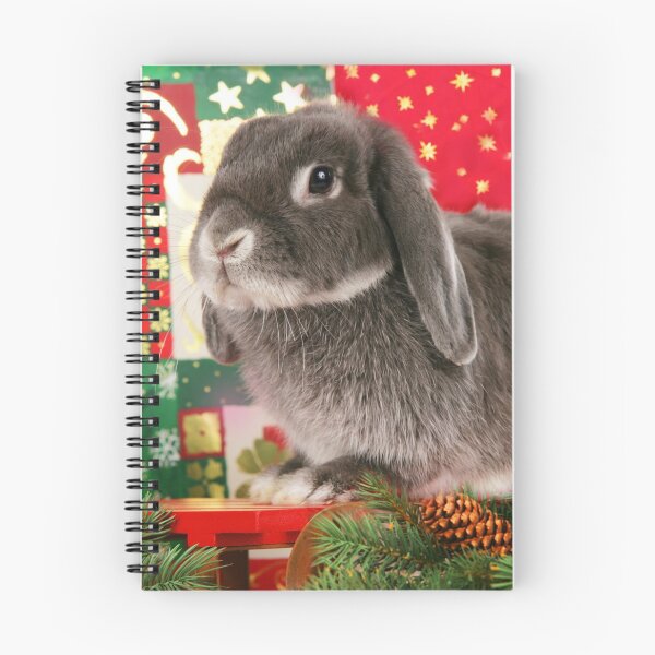 Item preview, Sweet gray dwarf rabbit wishes a Merry Christmas designed and sold by Toffy2222.
