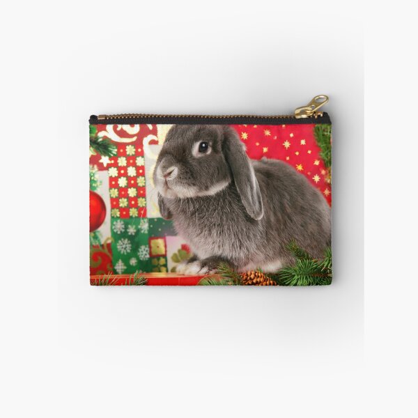 Item preview, Sweet gray dwarf rabbit wishes a Merry Christmas designed and sold by Toffy2222.