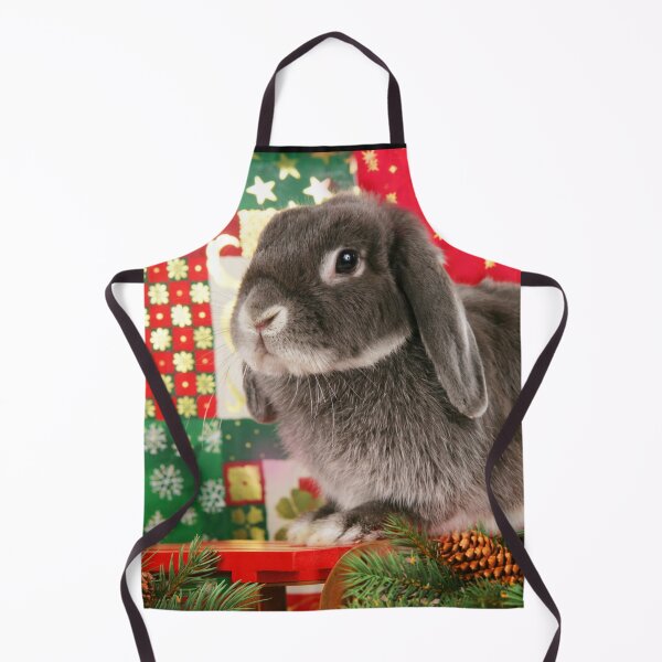 Item preview, Sweet gray dwarf rabbit wishes a Merry Christmas designed and sold by Toffy2222.