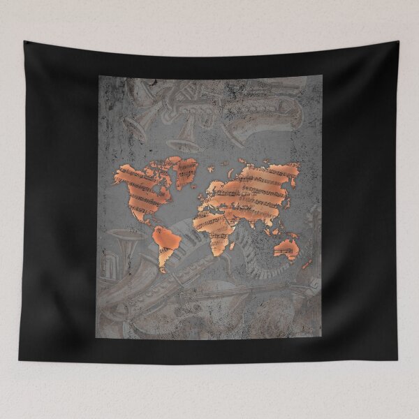 Item preview, World map with instruments I Vacation & Music designed and sold by ChrisFeil.
