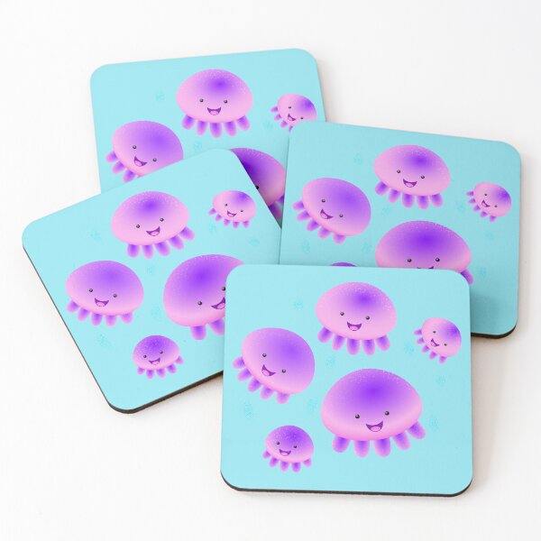 Item preview, Cute pink purple jellyfish kawaii cartoon designed and sold by FrogFactory.