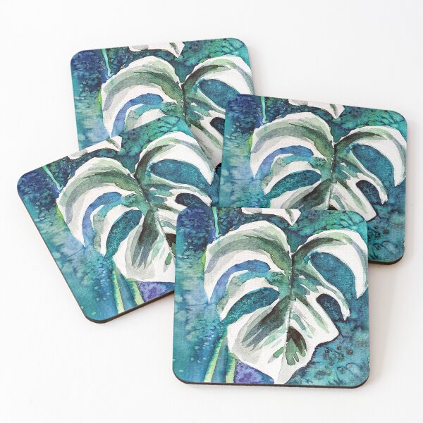 Item preview, Monstera variegata - monstera plant with spotted leaves watercolor designed and sold by orangerinka.