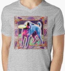 meme doggo with frisbee Men's V-Neck T-Shirt