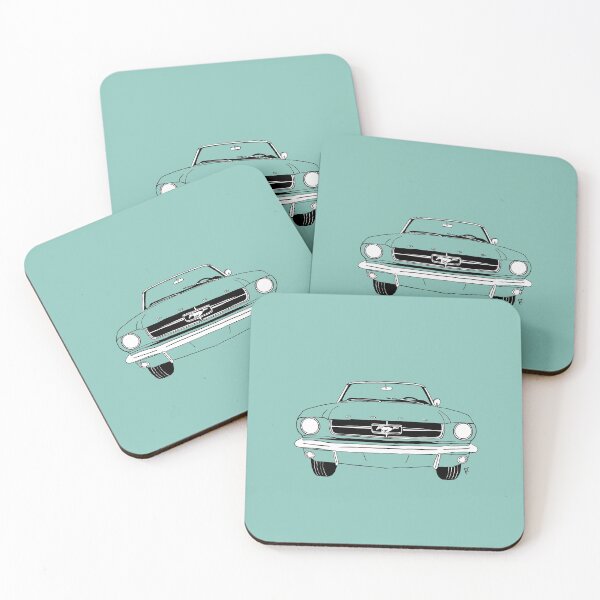Item preview, Ford Mustang Vintage Blue Background designed and sold by Cardrawing-Art.