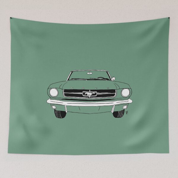 Item preview, Ford Mustang Vintage Green Background designed and sold by Cardrawing-Art.