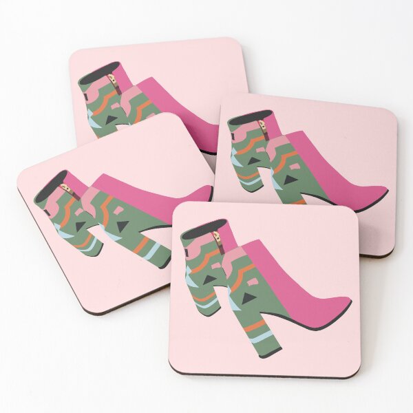 Item preview, Trendy leather pink and green ankle boots with modern Aztec detail designed and sold by Tana-B.
