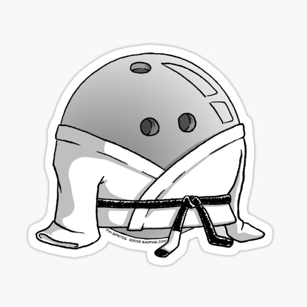 Pin-Sprites - Bowling Ball in a Gi - Black and White/ No-Face Sticker