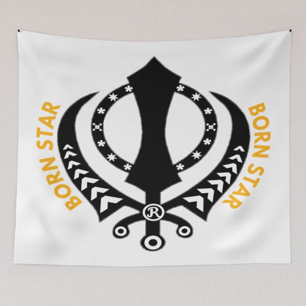 Item preview, BORN STAR Sikh Symbol (Black & Yellow) designed and sold by sagar96.
