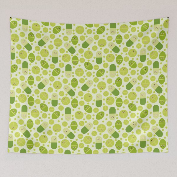 Item preview, Green happy pills pattern designed and sold by Eenig.