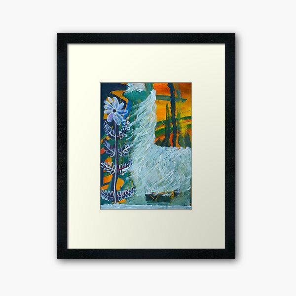 Lama im Wind Gerahmter Kunstdruck