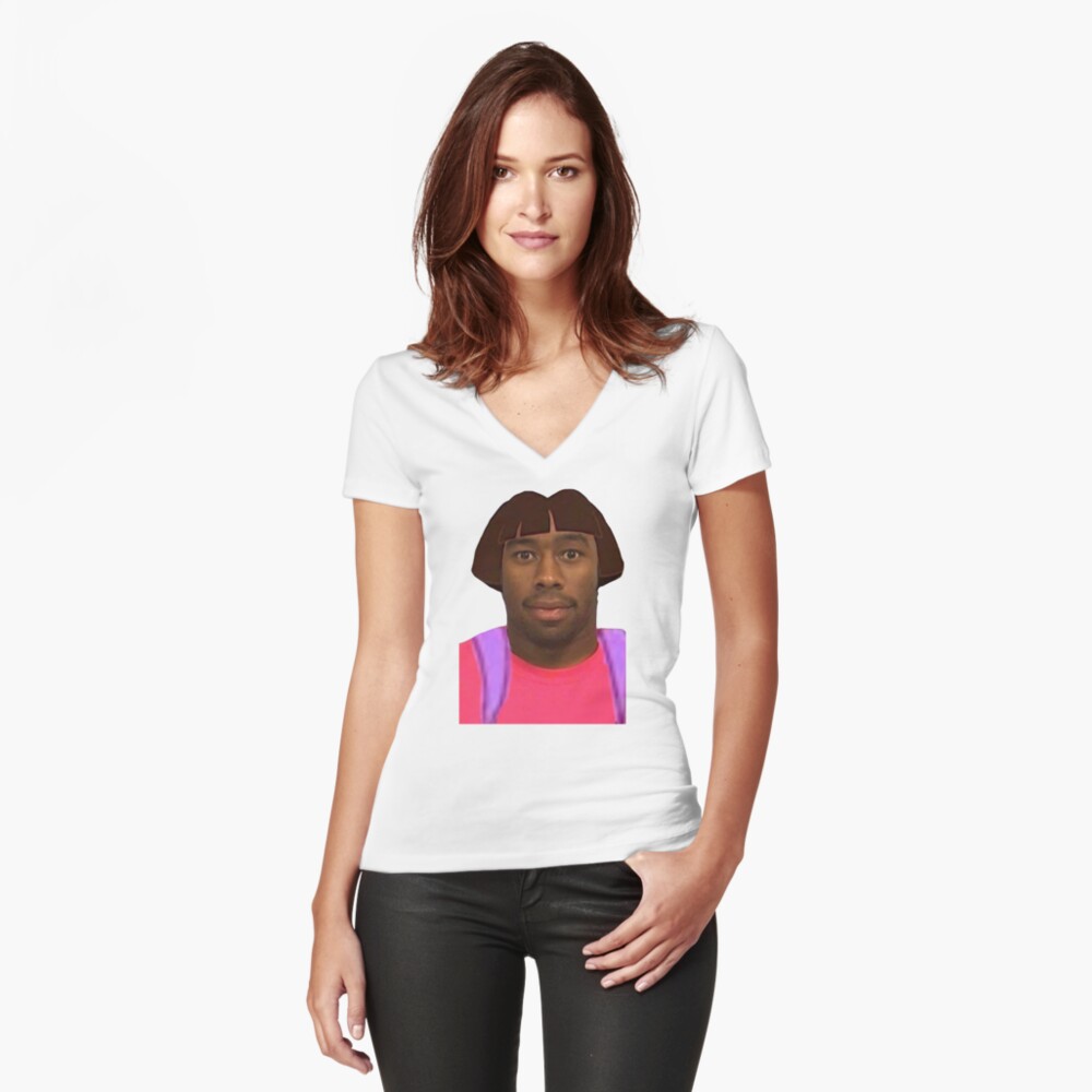 Vista previa del artículo con la obra «Camiseta entallada de cuello en V», diseñado y vendido por Bebouna.