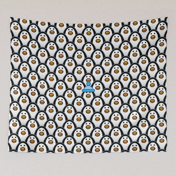 Item preview, Staring Hypnotic Penguins with Blue Bobble Hat designed and sold by CleverPencil.
