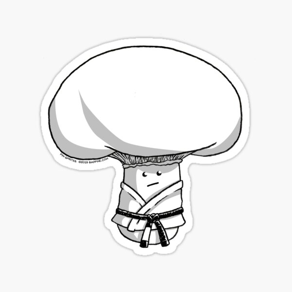 Pin-Sprites - Brown Mushroom in a Gi - Black and White/Face Sticker