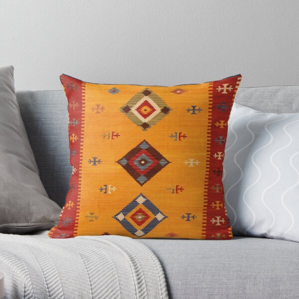 Heritage Colored Traditional Bohemian Moroccan Style Throw Pillow