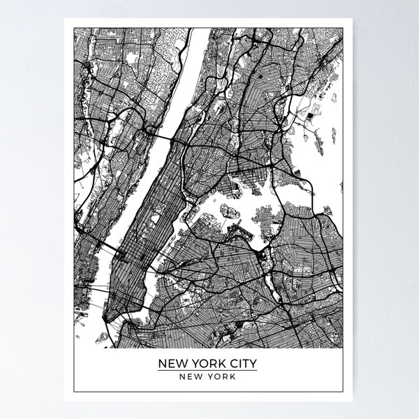 Item preview, New York City, New York Map Art (White) designed and sold by HawkstoneDesign.