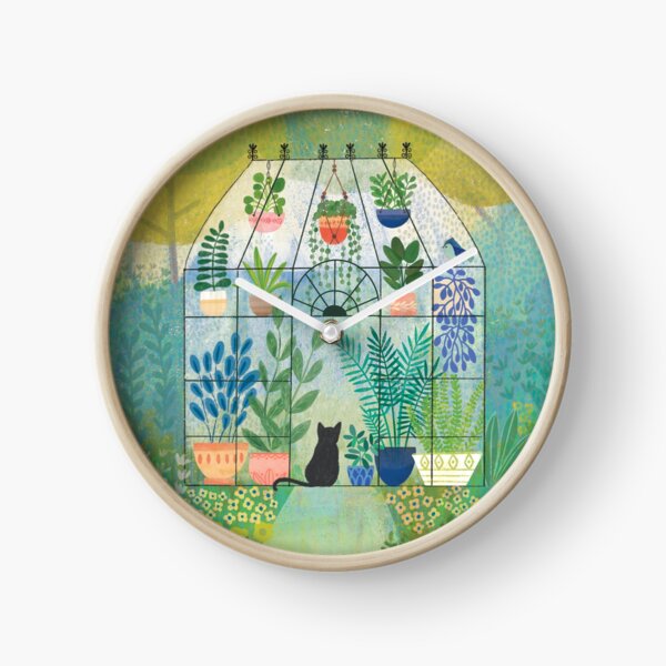 Cat in the Greenhouse Clock