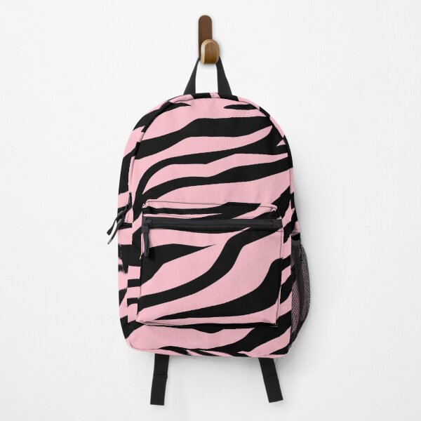 Artikelvorschau, Leichter weicher Baby-rosa Zebrastreifen-Tierdruck mit schwarzem Hintergrund entworfen und verkauft von Troy Krieger.