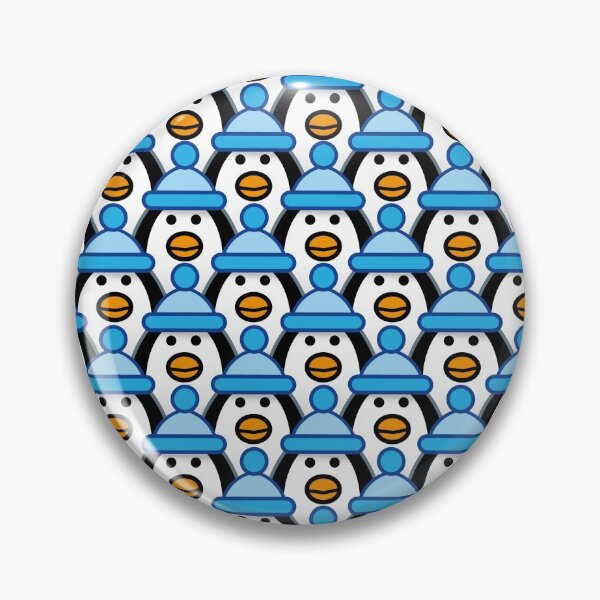 Item preview, Staring Hypnotic Penguins with Blue Bobble Hats - Pattern designed and sold by CleverPencil.