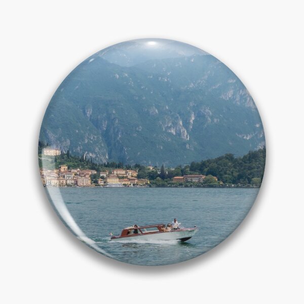 Item preview, Powerboating Across Lake Como - White Boat and Bellagio Village designed and sold by Georgia Mizuleva.