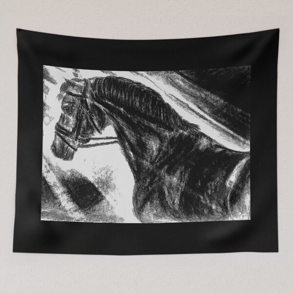 Item preview, Black horse portait charcoal drawing designed and sold by horseaddicted.
