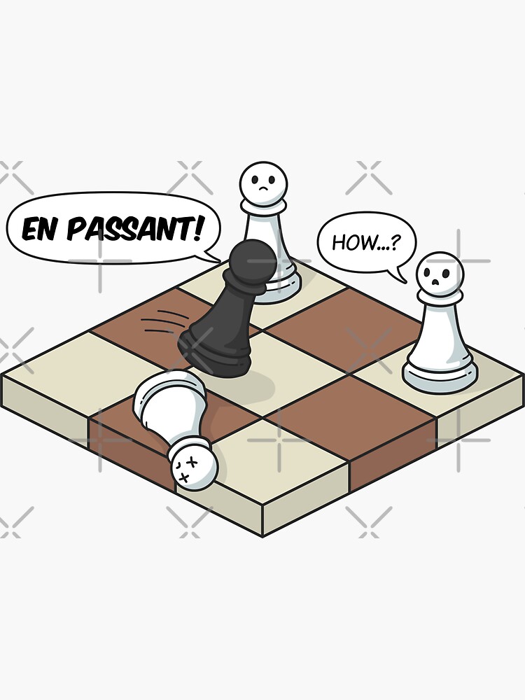 Thumbnail 3 of 3, Sticker, Funny En Passant Chess Comic designed and sold by ElectricFangs.