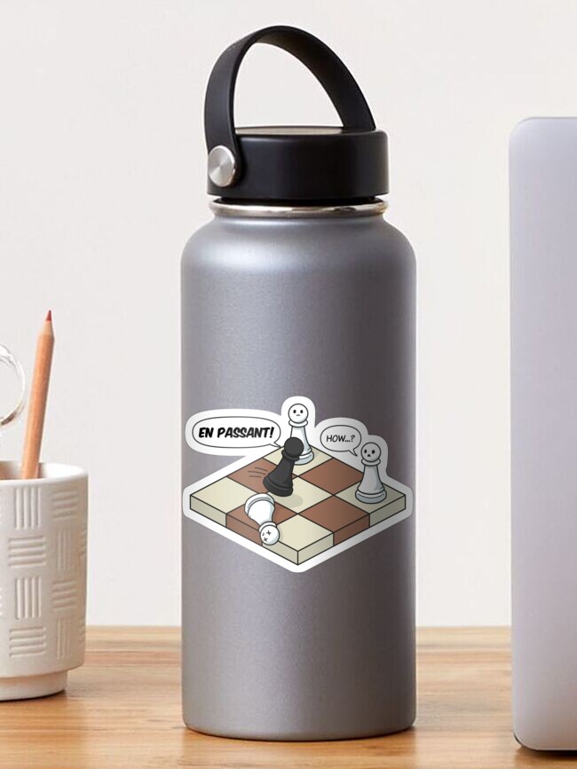 Thumbnail 1 of 3, Sticker, Funny En Passant Chess Comic designed and sold by ElectricFangs.