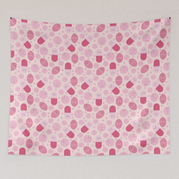 Item preview, Pink happy pills pattern designed and sold by Eenig.