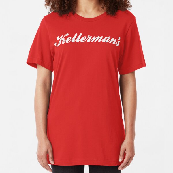 KELLERMANS Ladies Fitted White T-Shirt with Burgundy Print NEW ALL SIZES