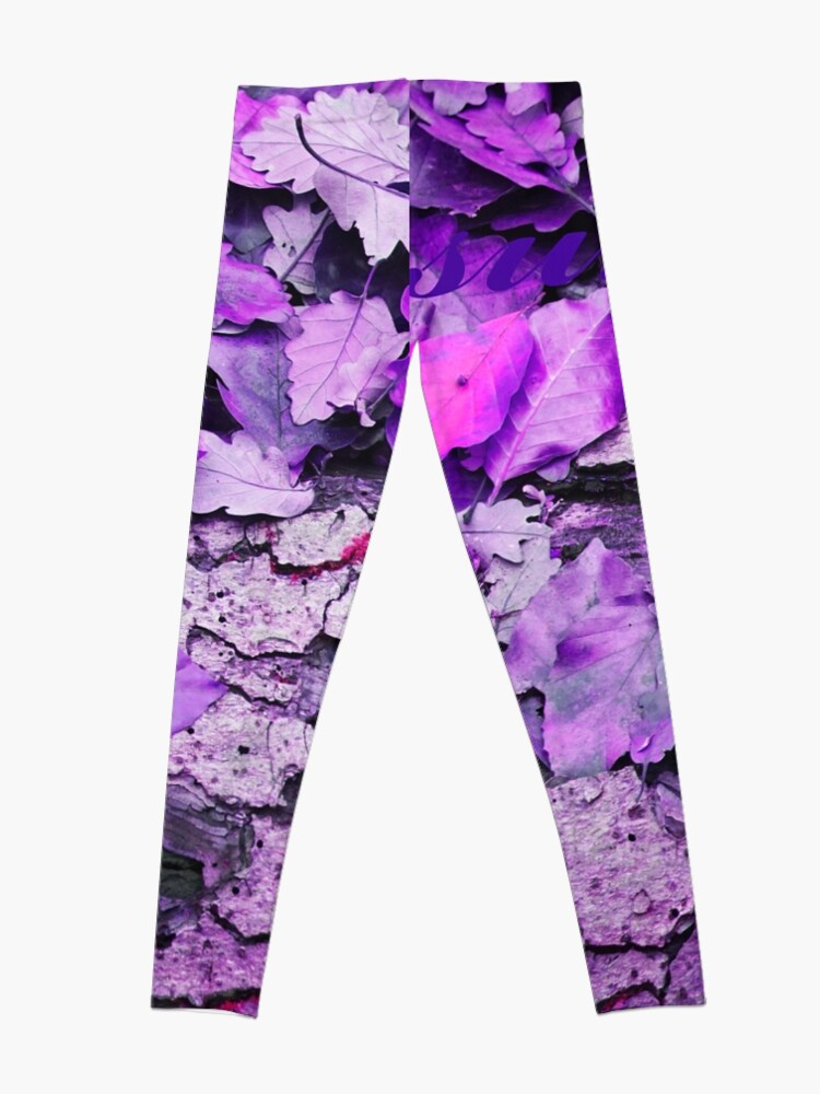 Alternate view of Leaves and bark in purple - the little beauties of nature Leggings
