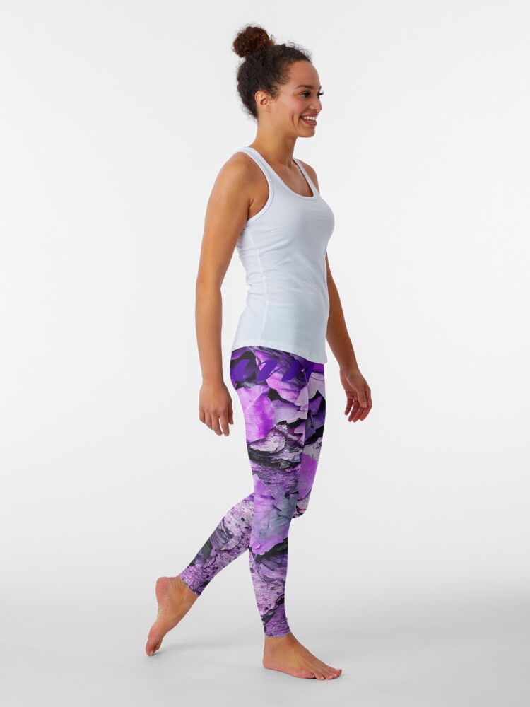 Alternate view of Leaves and bark in purple - the little beauties of nature Leggings