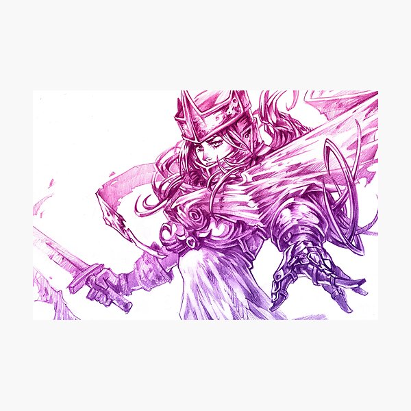 Pink violet fantasy knight girl Photographic Print
