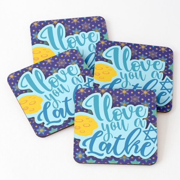 Item preview, I Love You A Latke Star Of David All Over Print Gold Blue Happy Hanukkah designed and sold by Sunny Collections.