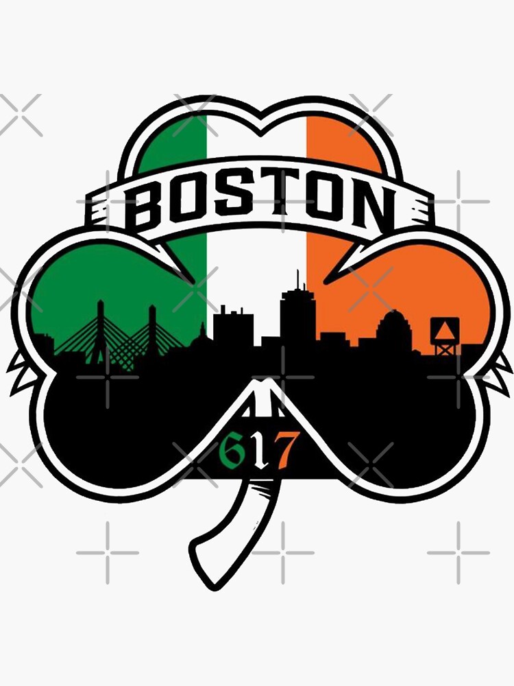 Boston Irish Flag Shamrock Decal - 4.7x3.3 Inch Oval Massachusetts Vinyl Sticker