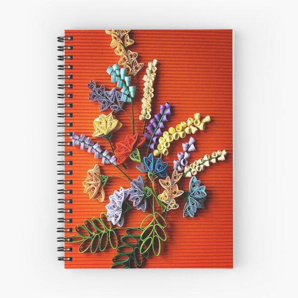 Item preview, Carnations and lavender paper flowers, quilled flowers on red background (THIS IS A PRINT) designed and sold by folkyouall.