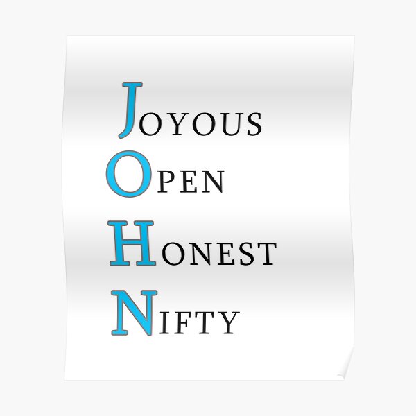 "John meaning letter by letter" Poster for Sale by Naboulsi99 Redbubble