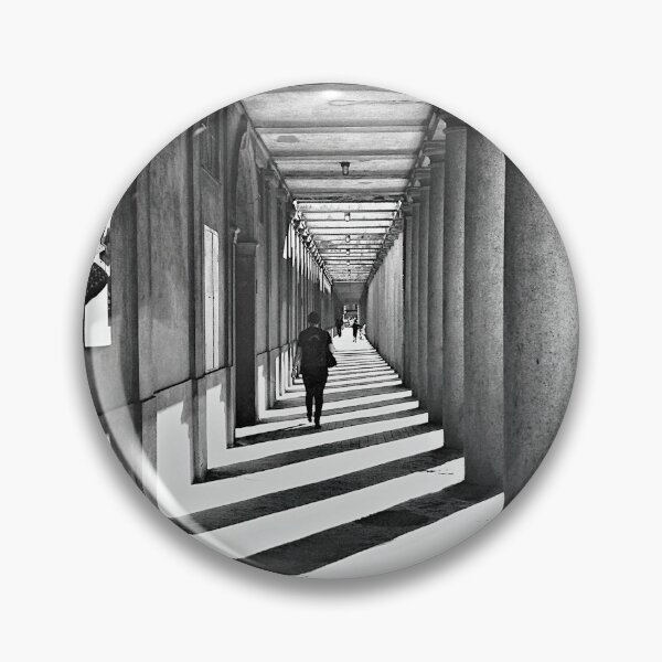 Item preview, Woman walking through shadows of columns in Copenhagen designed and sold by theendup.