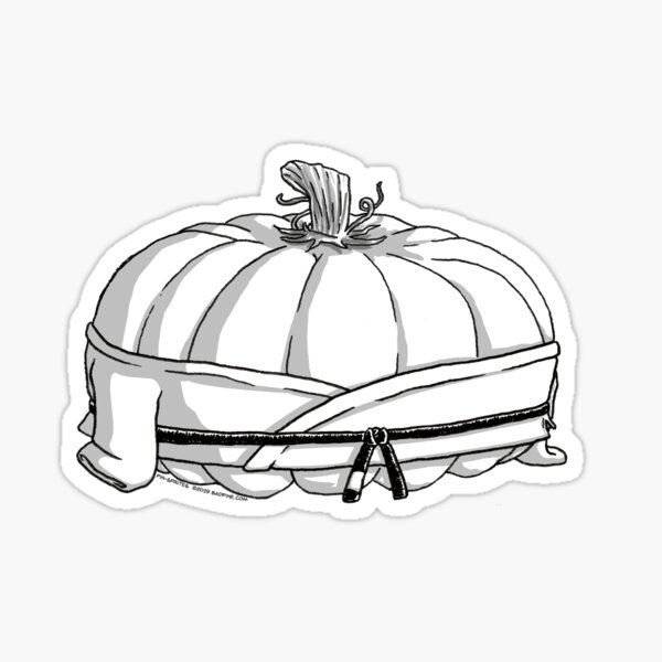 Pin-Sprites - Pumpkin in a Gi - Black and White/ No-Face Sticker