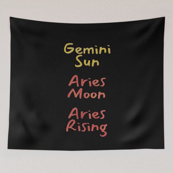 Item preview, Gemini Sun Aries Moon Aries Rising Text designed and sold by leomooncreates.