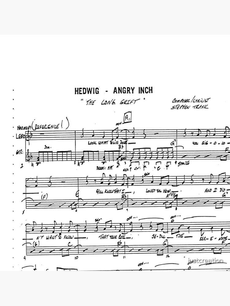 The Long Grift Hedwig and the Angry Inch Sheet Music