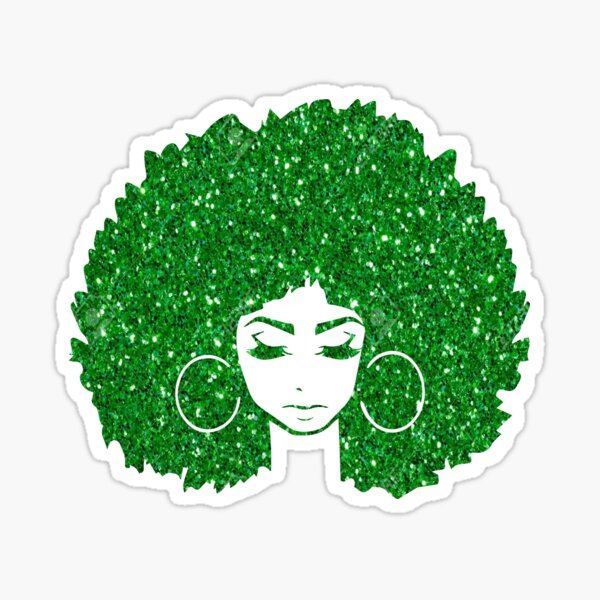 Afro Woman Green HairSilver Shirt