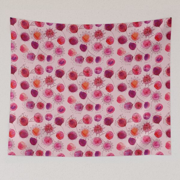 Item preview, Peaceful Flowers - handmade watercolor pattern in Pucker Peach designed and sold by mossandhoney.